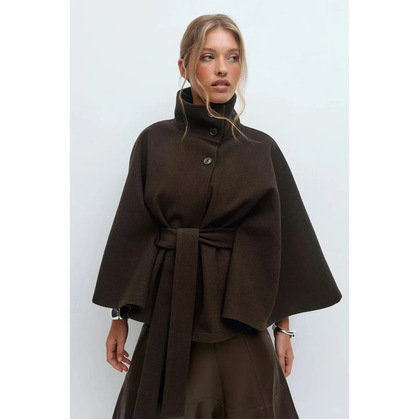 الرجعية Sle فضفاضة تناسب طويلة Sve الوقوف طوق معطف ort مع حزام الخريف جديد وصول المرأة ملابس خارجية صوفية #3