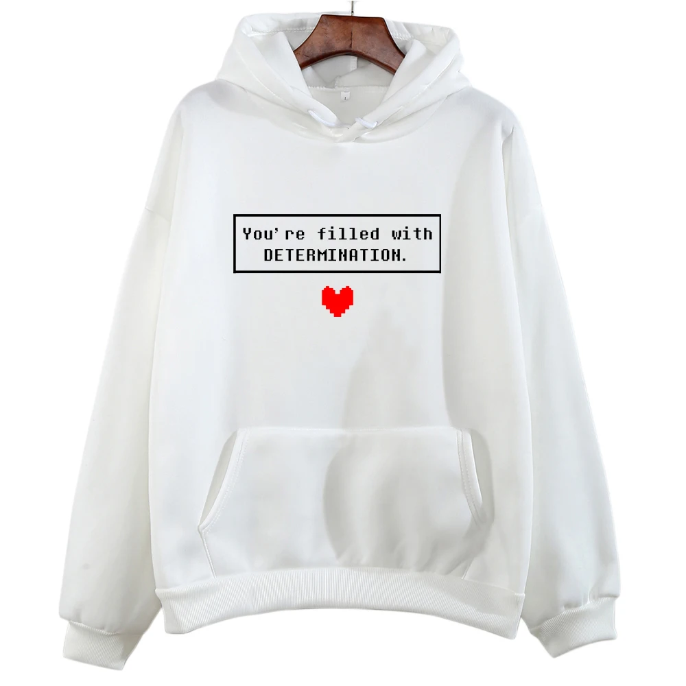 Undertale Game Hoodies You\'re Filled with Determination Sweatshirt Heart Graphic Printed Pullovers for Women Korean Fashion Tops