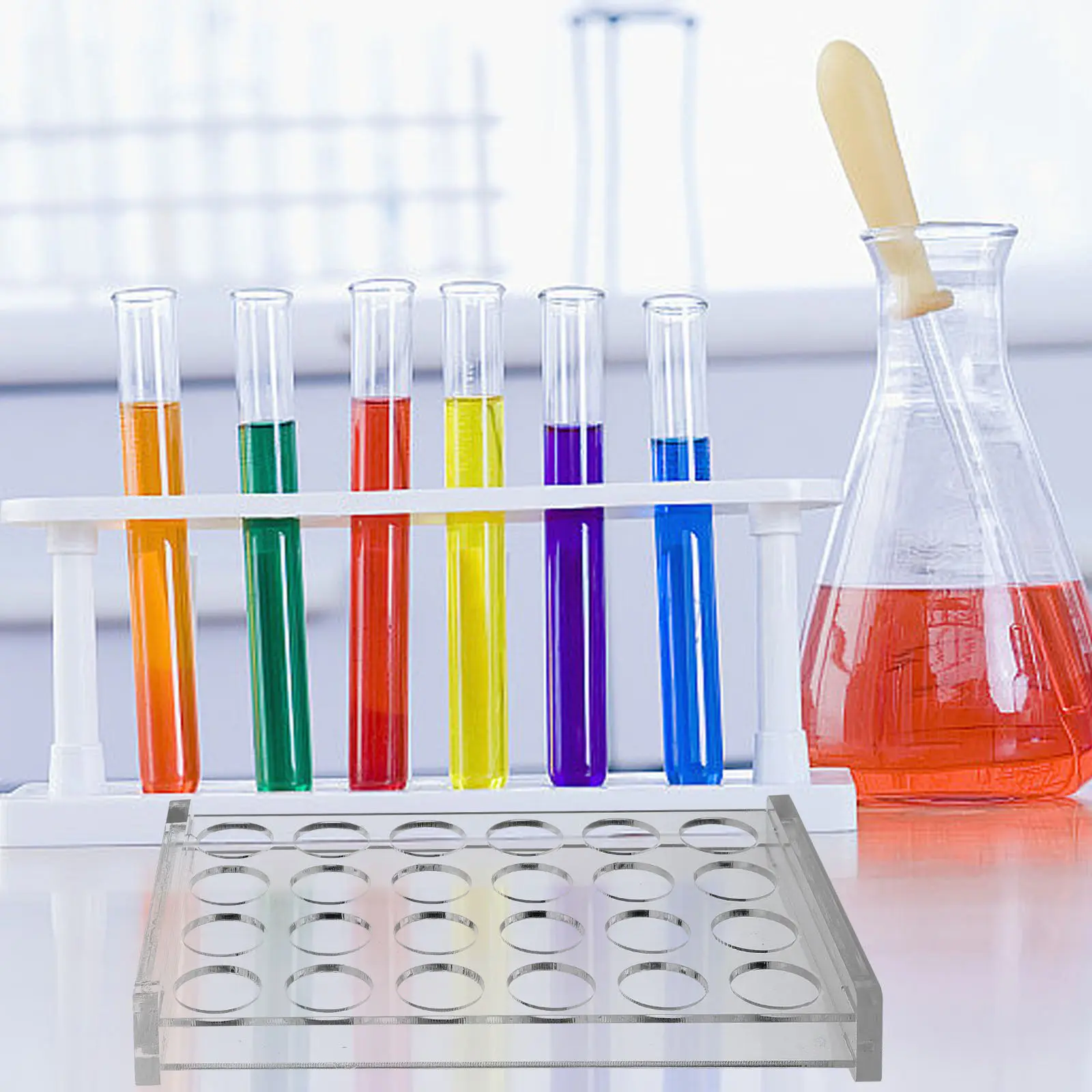 Acrylic Sample Bottle Rack 24 Slots Transparent Test Tube Holder Laboratory Tube Storage Organizer Stand for Bottles Lipsticks