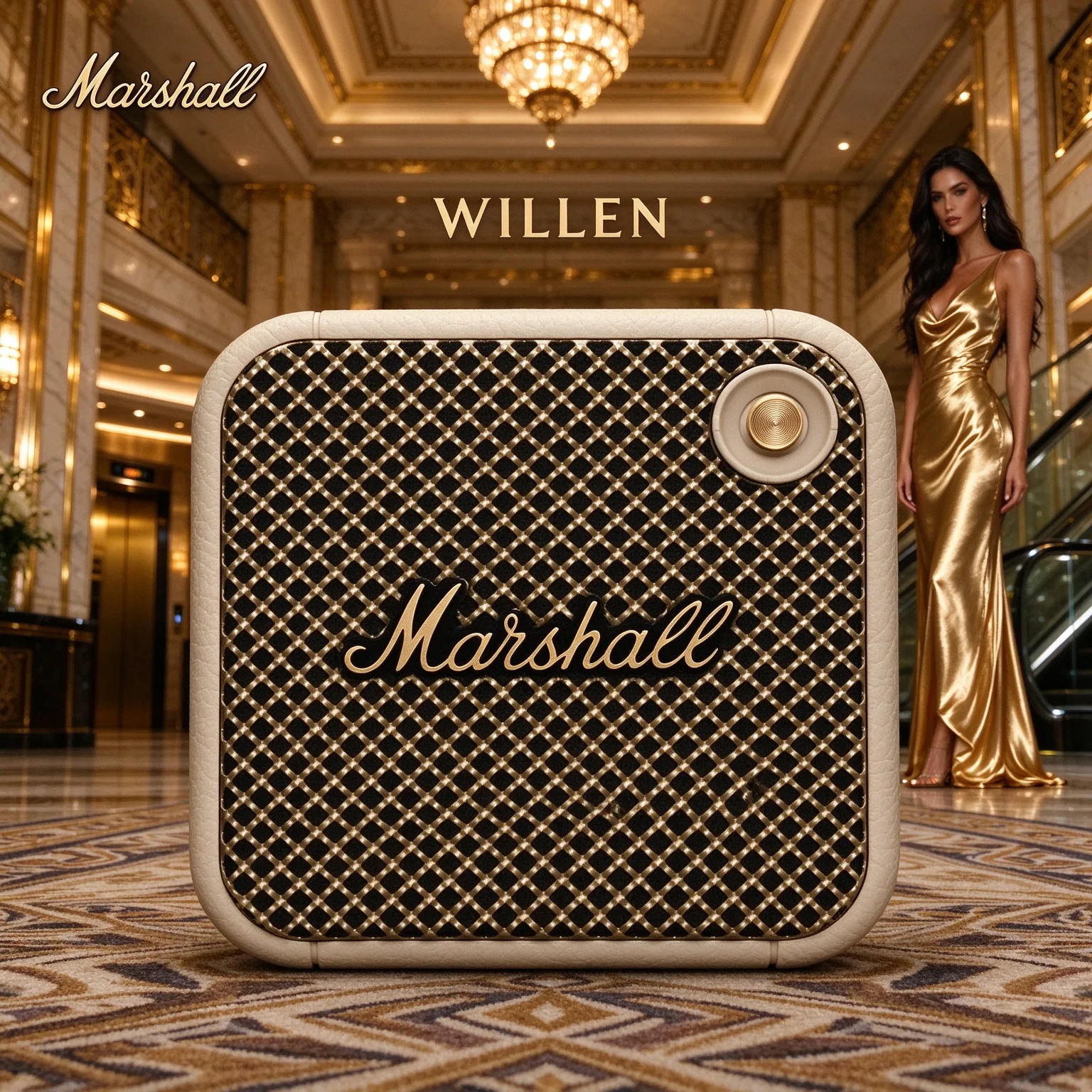 Marshall WILLEN Wireless Outdoor Speaker, IP67 Protection, 15+ Hours Playtime, Passive Radiator & Convenient Hanging Strap