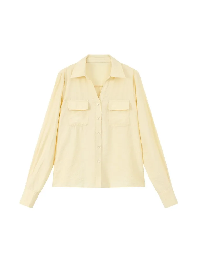 Loose Fit Long Sleeve Blouse for Women 2025 V Neck Casual Button Shirt Lightweight Sun Protection Top Summer Office Daily Wear