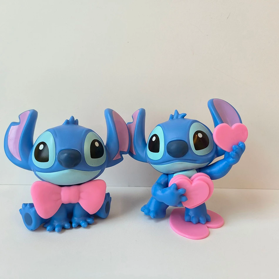 6 unids/set nuevo Stitch serie rosa dulce figura de acción de punto lindo muñeca de PVC juguete decoración de escritorio juguetes coleccionables novia juguetes regalos