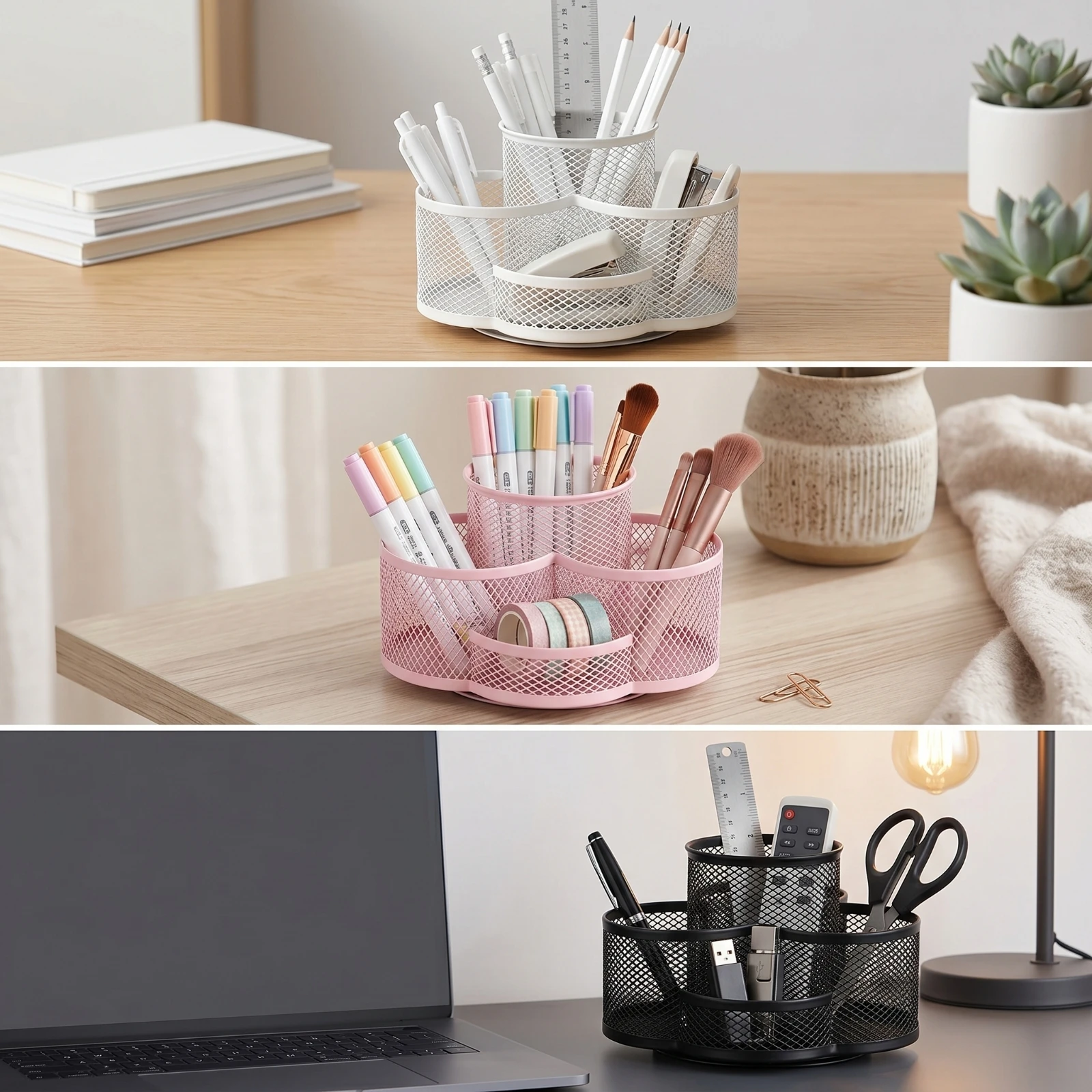 Desk Organizer with Compartments Multi-Compartment Rotating Organizer with Compartments Rotating Pen Holder Multifunctional