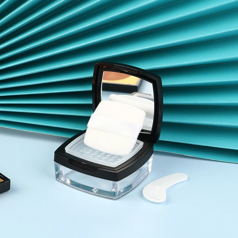 Portable Mini 5g Powder Box Empty Sieve Loose Pot Square With Puff Cosmetic Travel Makeup Jar Sifter Container