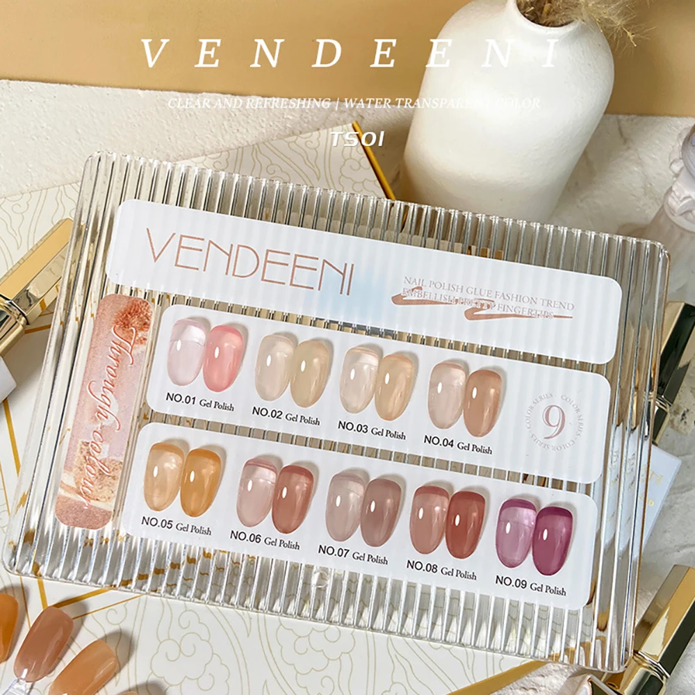 

Vendeeni 9 цветов/набор Прозрачный желейный гель-лак для ногтей УФ-светодиод Soak Off Гель-лак телесного цвета Гель-лак для дизайна ногтей с дисплеем