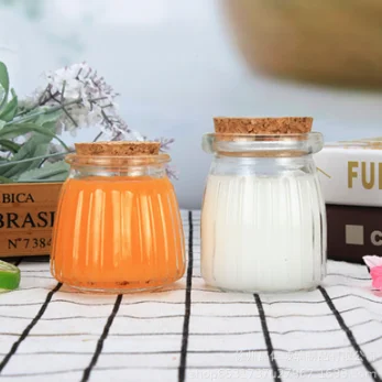 1pc Transparent Glass Pudding Bottle DIY Yogurt Cork Bottle 150/200ml Glass Pudding Mousse Container Cup Home Accessories