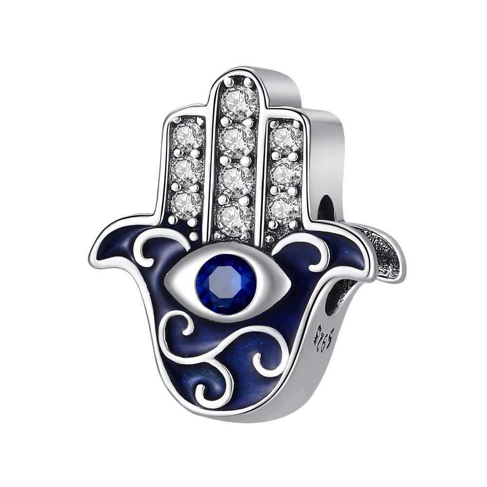 

Danturn 925 Sterling Silver Original Beads Palm Demon's Eye Dangle Charm fit Snake Chain Bracelet Fashion Women Jewelry Making