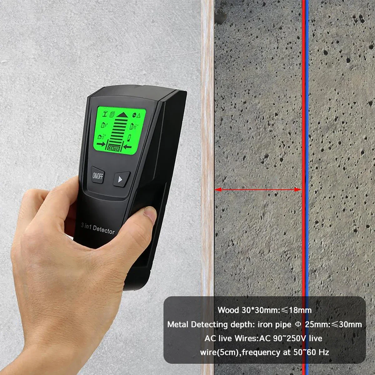Imagem -05 - Detector de Parede e Stud Finder com Display Lcd Scanner de Parede Sensor Center Finding Beam Finders Madeira Metal em 1