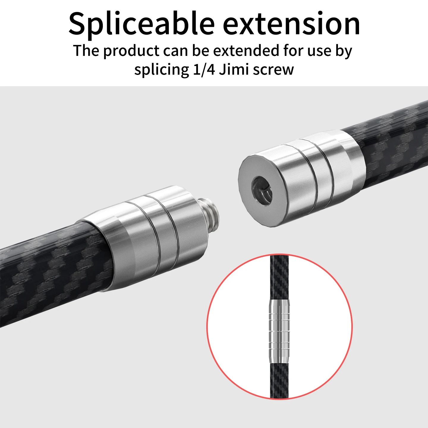 D12mm Carbon Fiber Tube Action Kamera Stativ Einbeinstativ Ausziehbare Selfie Stick Pole für GoPro 13 12 11 10 9 für Insta360 X2 X3 – Detail 3