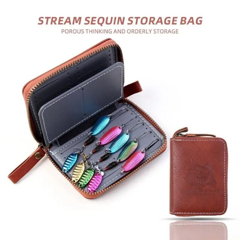 U2JB Metal Jig Spinner Sequins Baits Bag Small Spoon Baits Wallet Fishing Lures Bag
