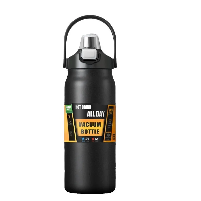 Bouilloire de sport en acier inoxydable 2024, thermos sous vide, tasse créative, grand pot à poignée à double clic, portable, voyage, nouveau, 304