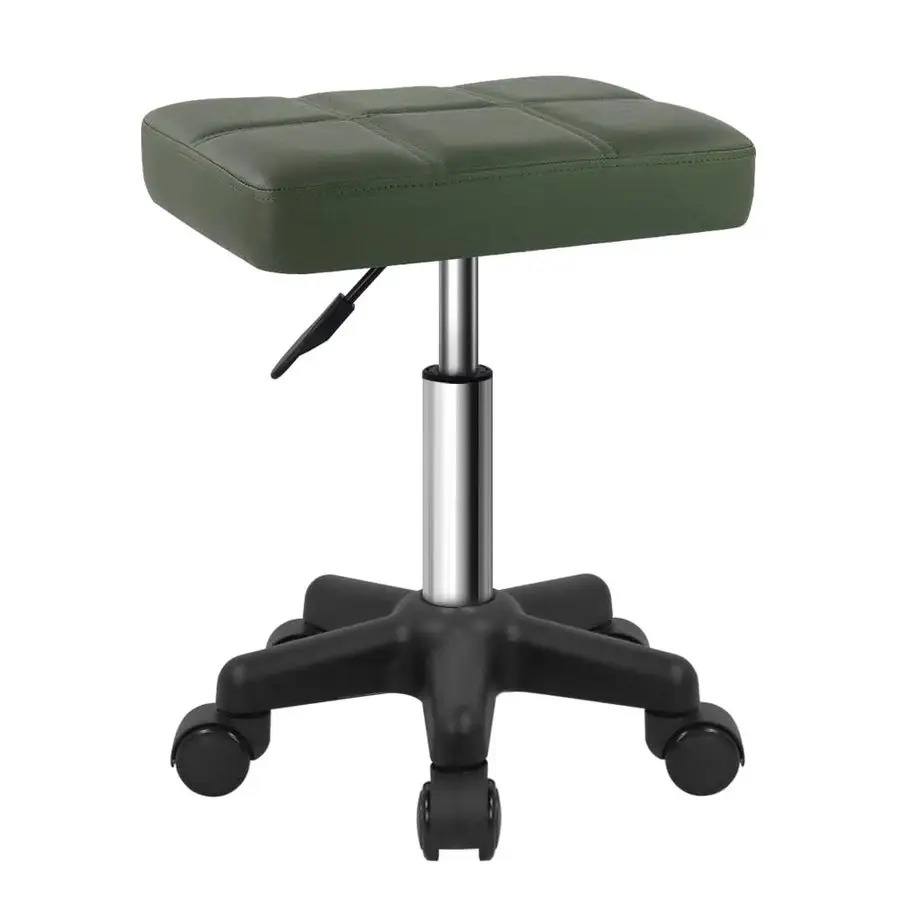 

Rectangle Rolling Stool with Wheels Height Adjustable Swivel Stool Chair for Spa Salon Massage Green