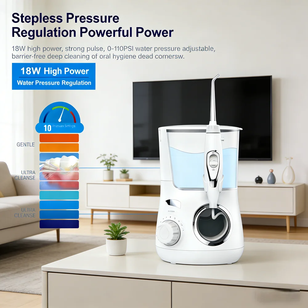 

Electric Dental Water Flosser 10 Modes 5 Replaceable Tips Oral Irrigator for Deep Clean Fresh Breath & Anti-Cavity