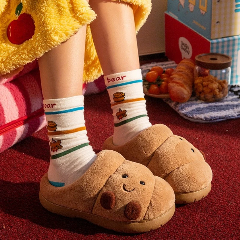 Men'S Shoes To Women'S Size - Cute Cartoon Fluffy Slippers For Women