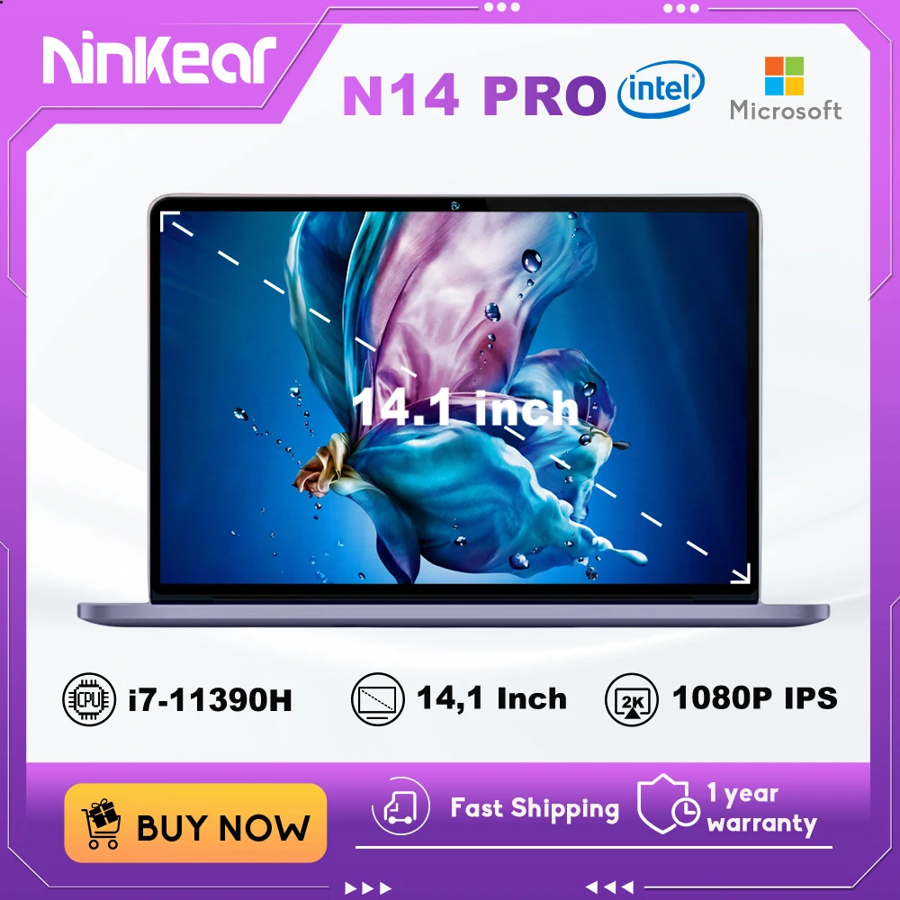 Ninkear N14 Pro Laptop da 14 pollici IPS Full HD Intel Core i7- 11390H 16GB RAM + 1TB SSD Windows 11 Notebook Ultrabook portatile computer