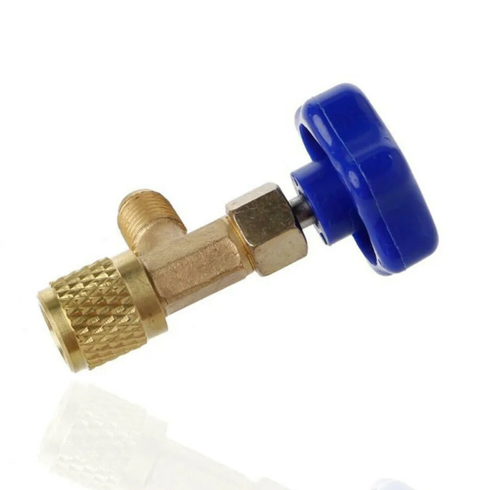 Dispensing Valve Valve Shut-off Valve 1/4 SAE Air Conditioning Control Valve Brass & Plastic Gold & Blue Brand New