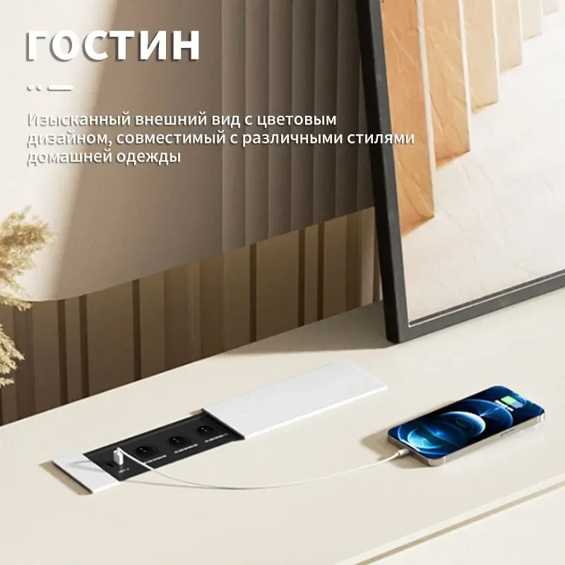 EU KR Desktop Hidden Socket with 2 and 3 Outlets USB Type C Built-in USB Wireless Ukraine Office Furniture Charge Russia Sockets