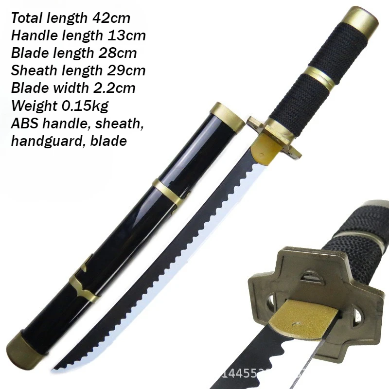 42cm Zoro Three Knives Yama ABS Sword COSpaly Prop Wado Ichimonji Katana Abs Meterial Outdoor Training Short Sword Toys Boys