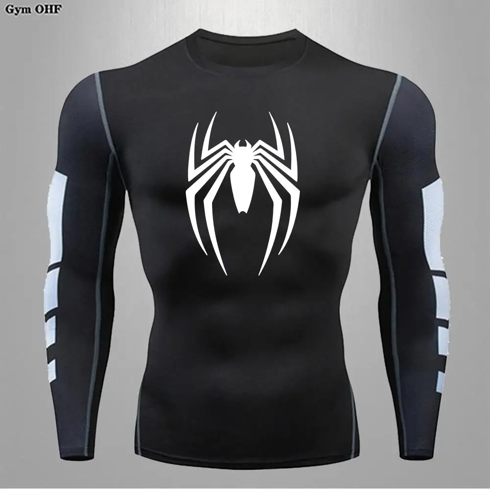 Spider Men Sports Rashgard Short Sleeves T Shirt Print Compression Running Workout Bodybuilding Quick-Dry T-Shirts