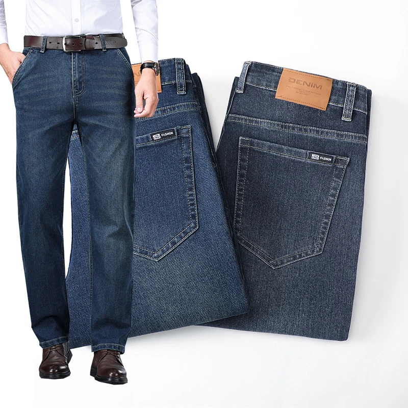 

Autumn New Fashion Business Jeans Men's Loose Straight Trousers Vintage Casual Elasticity Male Clothing Denim Pants