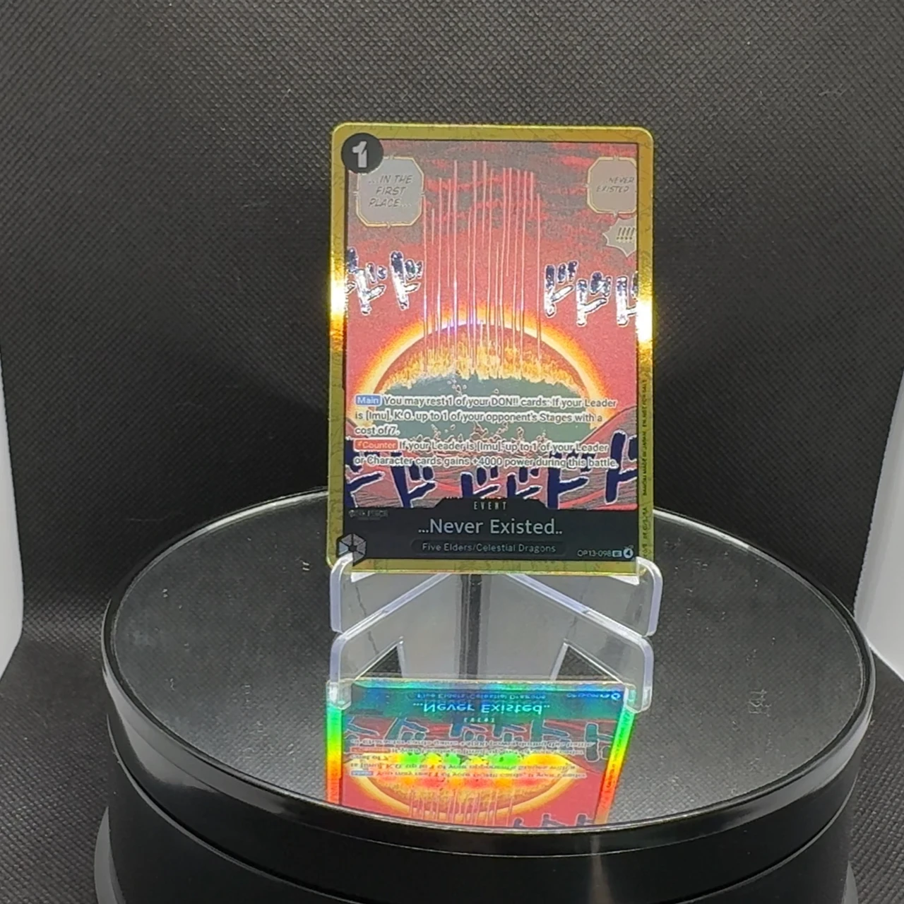 การ์ดวันพีซ TCG OPCG ภาษาอังกฤษ รุ่น Never Existed ชุด Imu สำหรับการแข่งขัน  การ์ดฟอยล์ลายพิเศษ การ์ดสะสมอนิเมะ