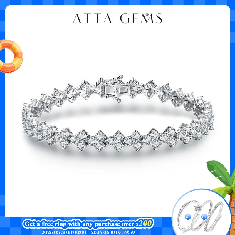 

ATTAGEMS Luxurly Brilliant Cut 3.0mm Moissanite Diamond Bracelet for Women Men Real 925 Sterling Silver Anniversary Wedding Gift