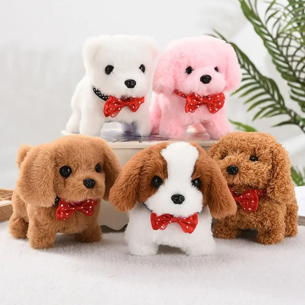 Funny 18CM Simulation Puppy Interactive Brown White Grey Cute Dog Robot Wagging Plush Toys For Kids