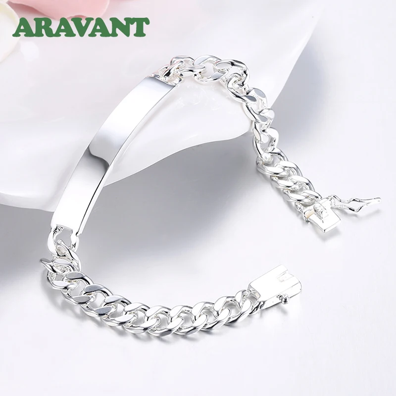 925 Silver 8MM 10MM Bracelet Chains For Women Men Wedding Jewelry Gifts