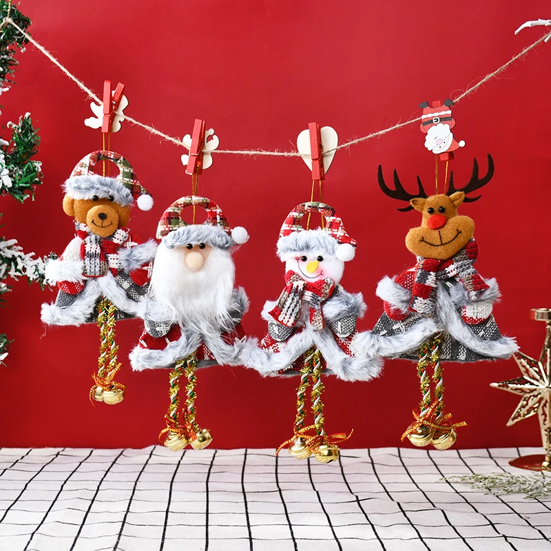 Christmas Long Leg Santa Claus Snowman Elk Hanging Pendants 2025 Xmas Party Kids New Year Favor Gifts