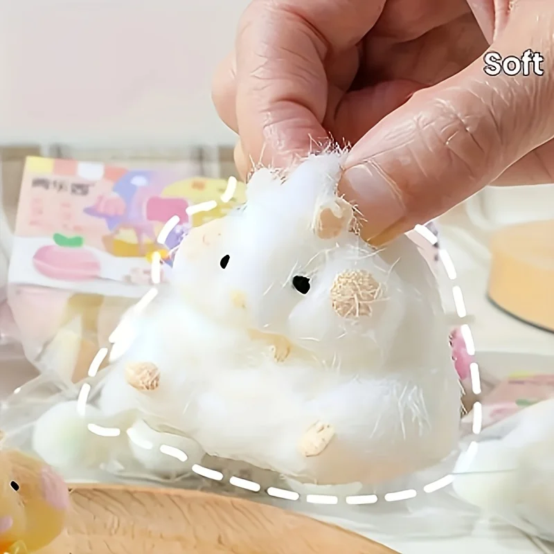 1 Stück süßes Käse-Hamster-Plüschtier – Soft Squeeze Relax, zweifarbig, weiß und gelb, bezauberndes Hamster-Design mit Käsetasche, P