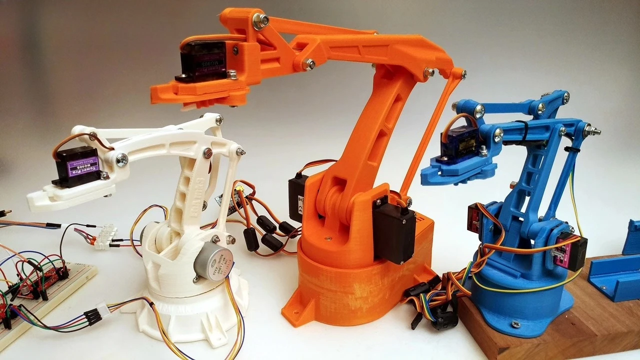 A set of 3D printed parts suitable for DIY players and student projects for four axis stepper motor robotic arms