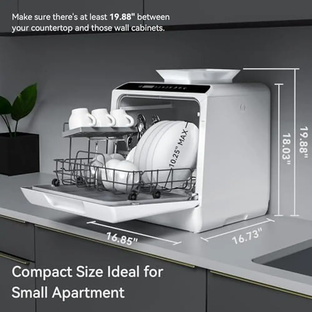 Portable Countertop Dishwasher 5 Washing Programs with Built-in Water Tank No Hookup Needed 4 Place-Setting Capacity High