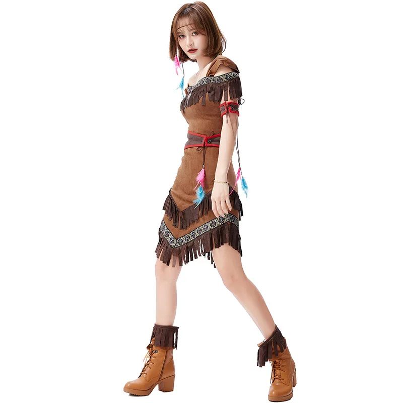 أزياء أداء الهالوين النسائية المحارب القوس عيد الفصح الهندي شرابة الدكتور المرحلة الوطنية زي فام نموذج #3