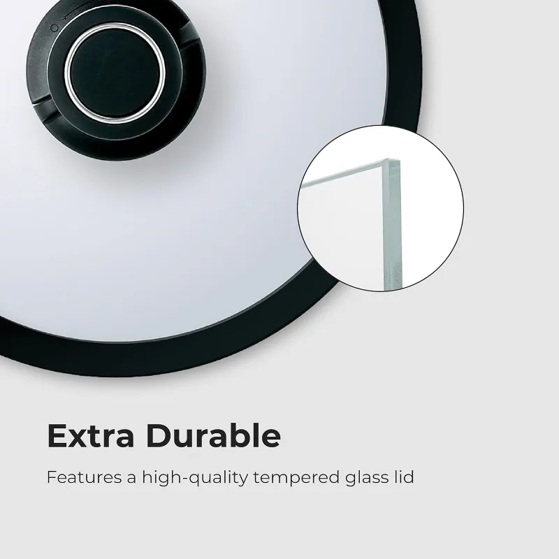 

Black Cube Hybrid Stainless/Nonstick Cookware Tempered Glass Lid - 12.5-Inch Silver Wok or Pot Cover