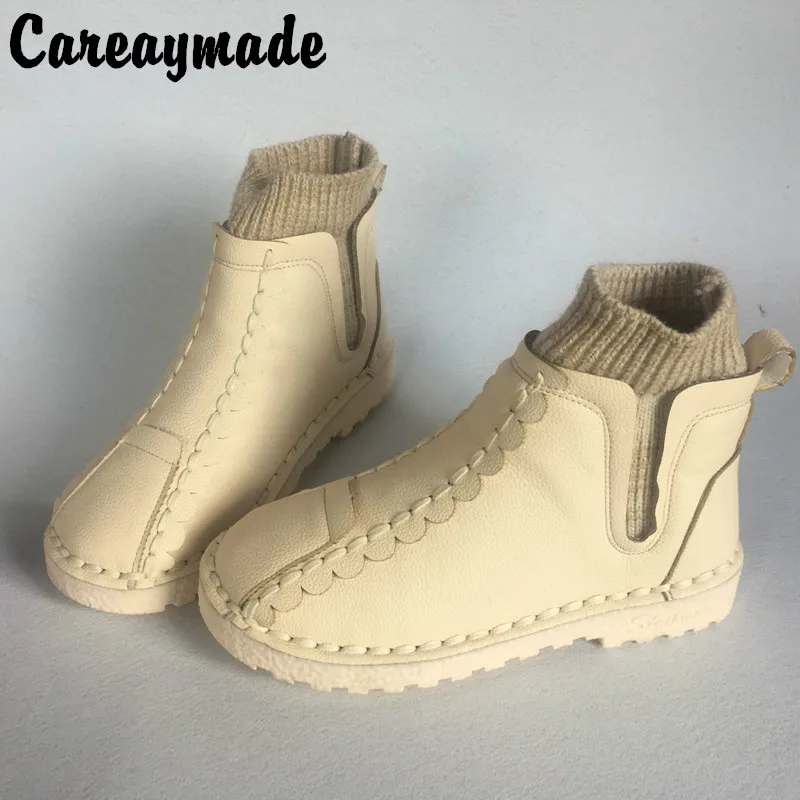 Careaymade-Hot,British Style Comfortable Flat-bottomed Women's Boots,Korean Version leisure warm Socks boots,3 colors