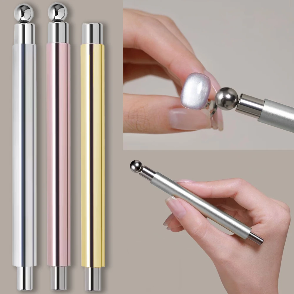  2 stücke Doppel Kopf + Runde Stahl Magnetische Kugel Cat Eye Nagel Magnet Stift Splitter/Rosa Starke Magnetische Stick für Cateye Nagel Gel Polnisch – Detail 8