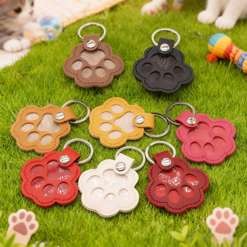 กระเป๋าเก็บขนสัตว์เลี้ยงแบบพกพา ทำจากหนัง PU พร้อมคลิปติดป้ายชื่อสัตว์เลี้ยง กล่องเก็บขนสัตว์เลี้ยงเพื่อเป็นที่ระลึก