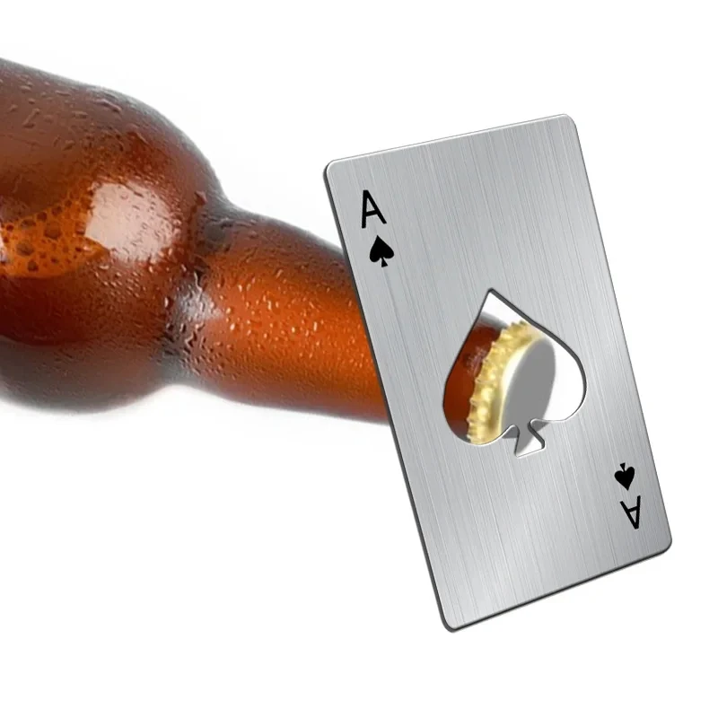1/3Pcs Beer Bottle Picker Opener Creative Pocket Poker Metal Credit Card Bottle Opener Black Peach A Stainless Steel image 4