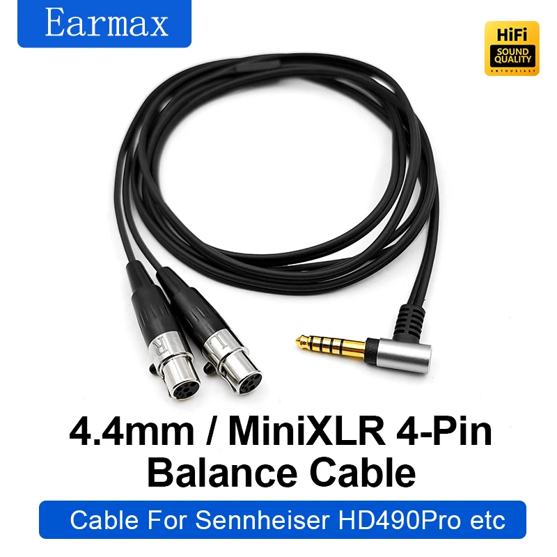 Earmax 4.4mm Jinbao Wire is For Sennheiser HD490Pro Plus Single Crystal Copper Balance Wire MINI XLR Four Pin Upgrade Cable