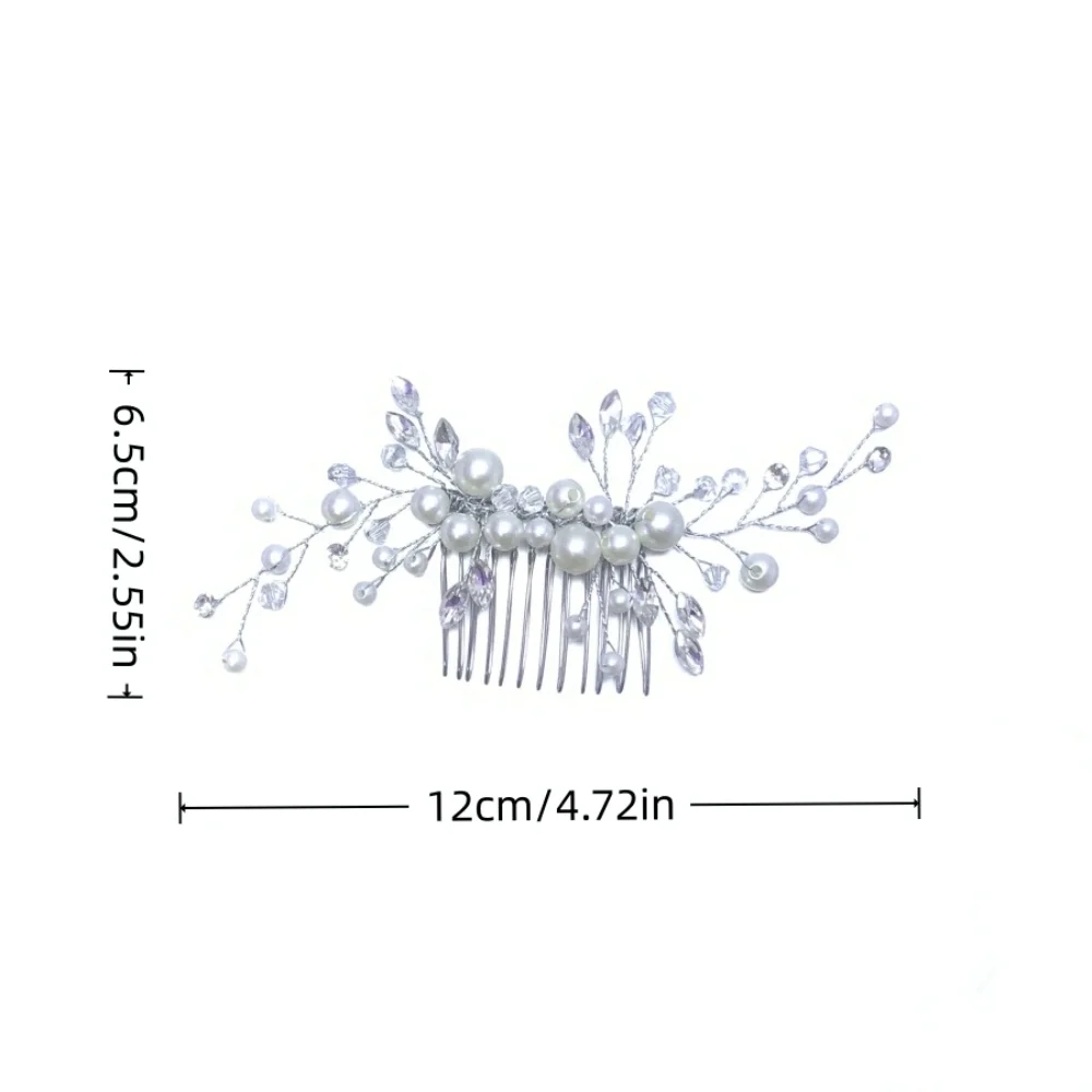 Handmade Alloy And Crystal Hair Comb Fashion Pearl Flower Hair Comb Bridal Wedding Hair Accessories Jewelry Hair Comb image 6