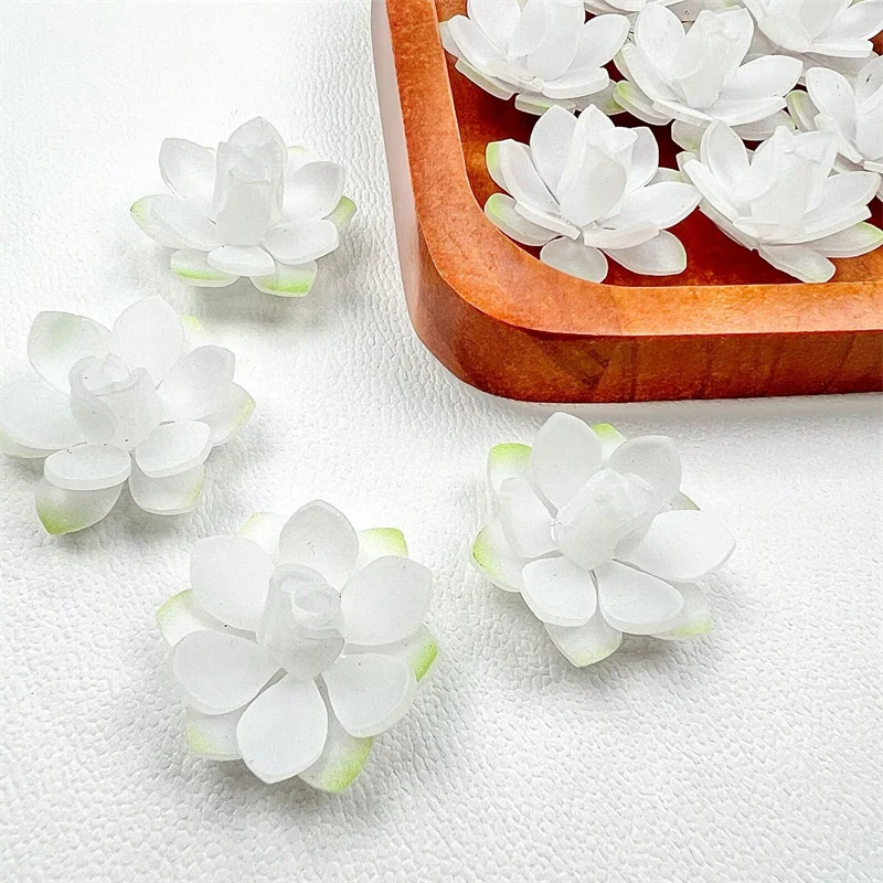 Wholesale 50pcs/lot color print Gardenia flowers buds shape acrylic handmade floral beads diy jewelry garment hair accessory