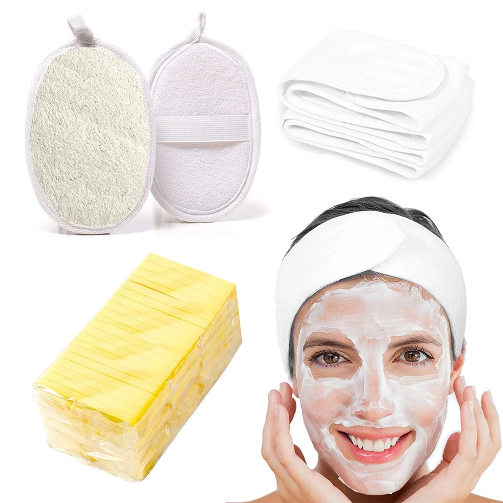 Facial Makeup Remover Sponge Turban Loofah Set Exfoliating Sponge Spa Cleansing Puff Cleansing Body Health Bathing Beauty Tools