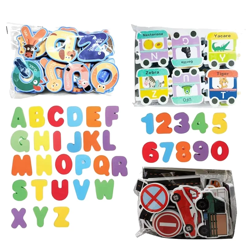 ของเล่นอาบน้ำเด็กโฟมลอย EVA ปริศนาอาบน้ำของเล่นสำหรับเด็กตัวอักษรหมายเลขจราจรความรู้ความเข้าใจห้องน้ำเล่นเกมน้ำ TMZ