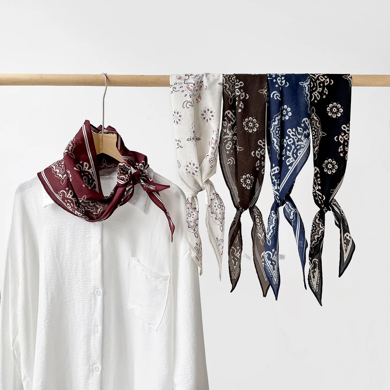 

2026 Cotton Long Scarf Pashmina Neckerchief Bandana Diamond Flower Tender Trendy Street Banquet Subtle Aesthetic Daily Adorn