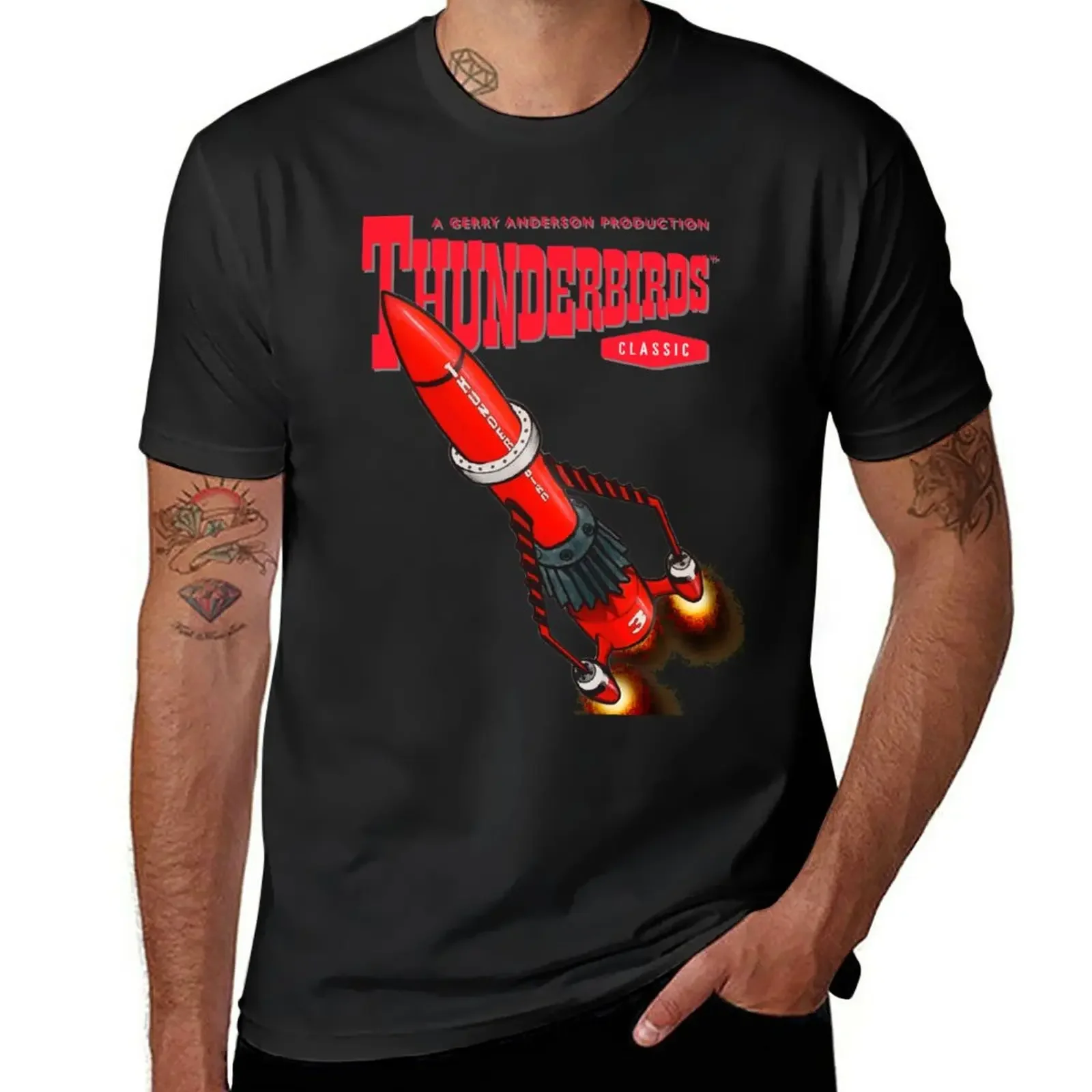 My eighth piece of Gerry Anderson Thunderbirds fan art. T-Shirt quick-drying summer top korean fashion cute tops tshirts for men