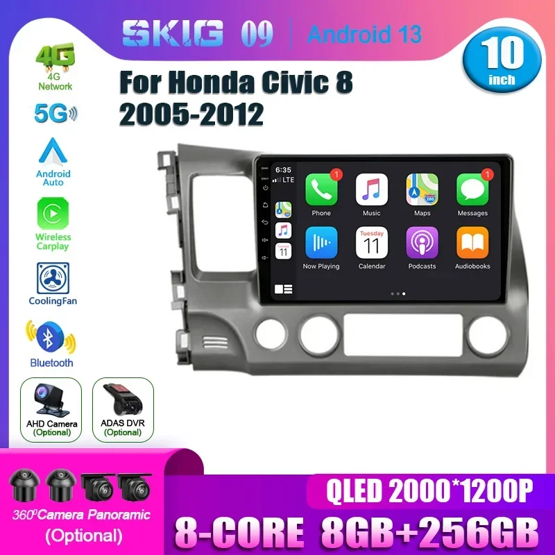 

Android 13 Car Radio Multimedia For Honda Civic 8 2005-2012 LHD GPS Navigation DVD Stereo Carplay Speakers Head Unit Audio mp5