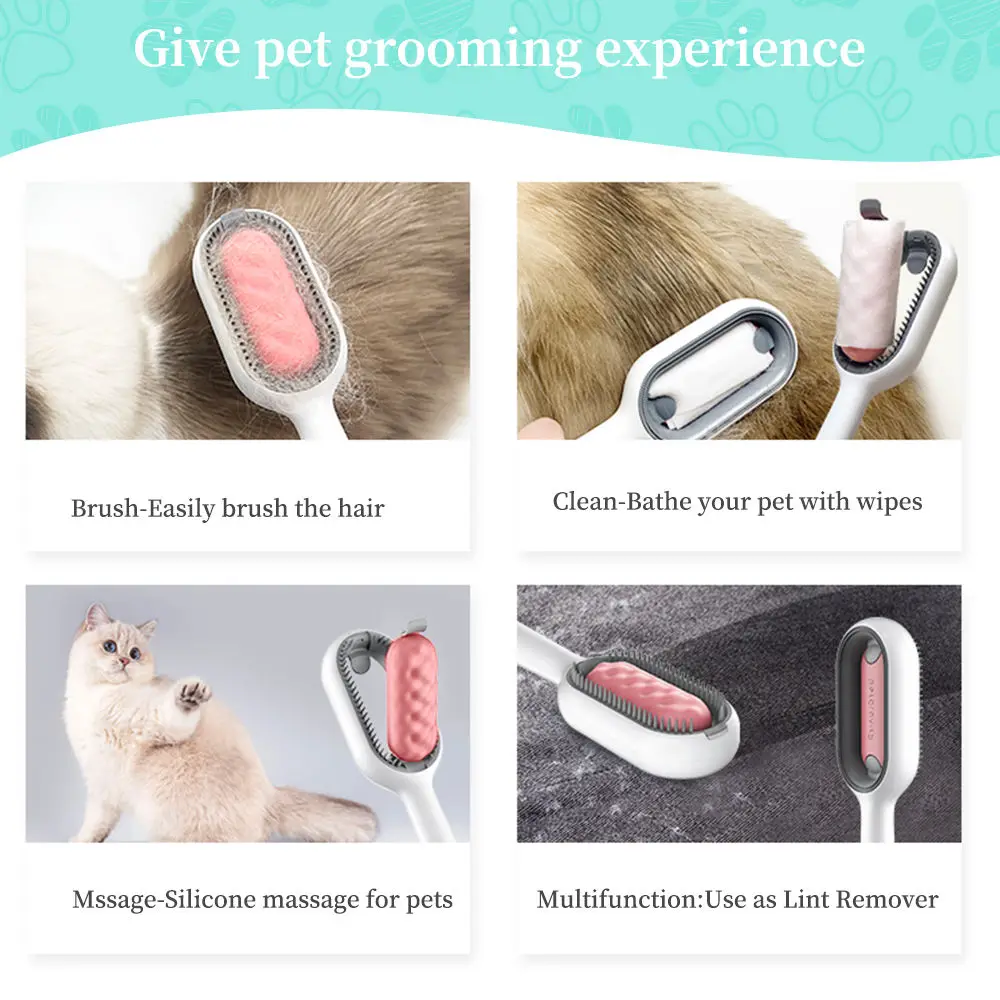 Multifunctional Pet Deshedding Brush Silicone Dog Brush Cat Grooming Comb Hair Remover Massage Tools for Cats Dogs Lint Remover