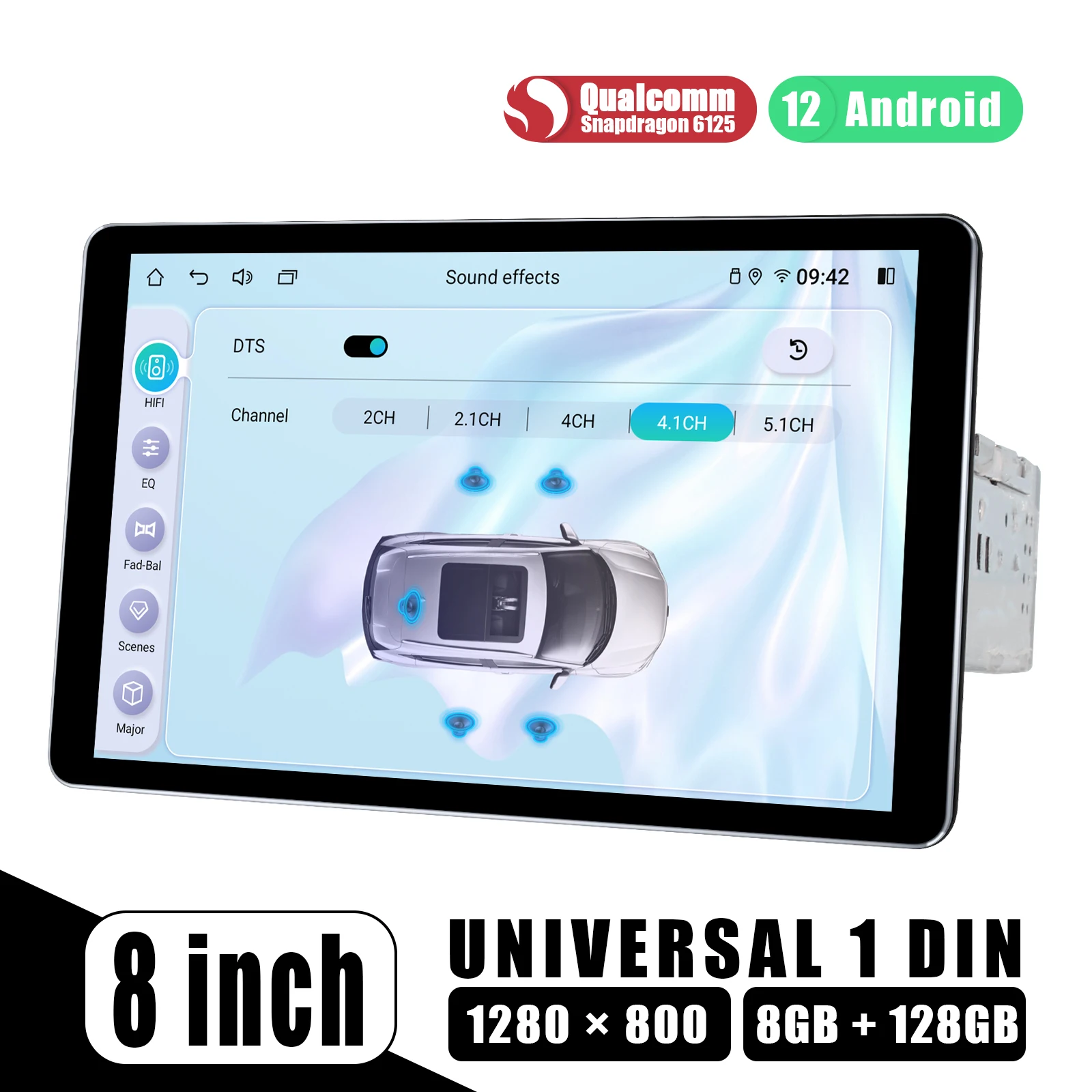 JOYING 8 Inch Android Car Radio Stereo Single Din HD1280*800 Universal Head Unit Andriod Auto Carplay Full Touch Screen