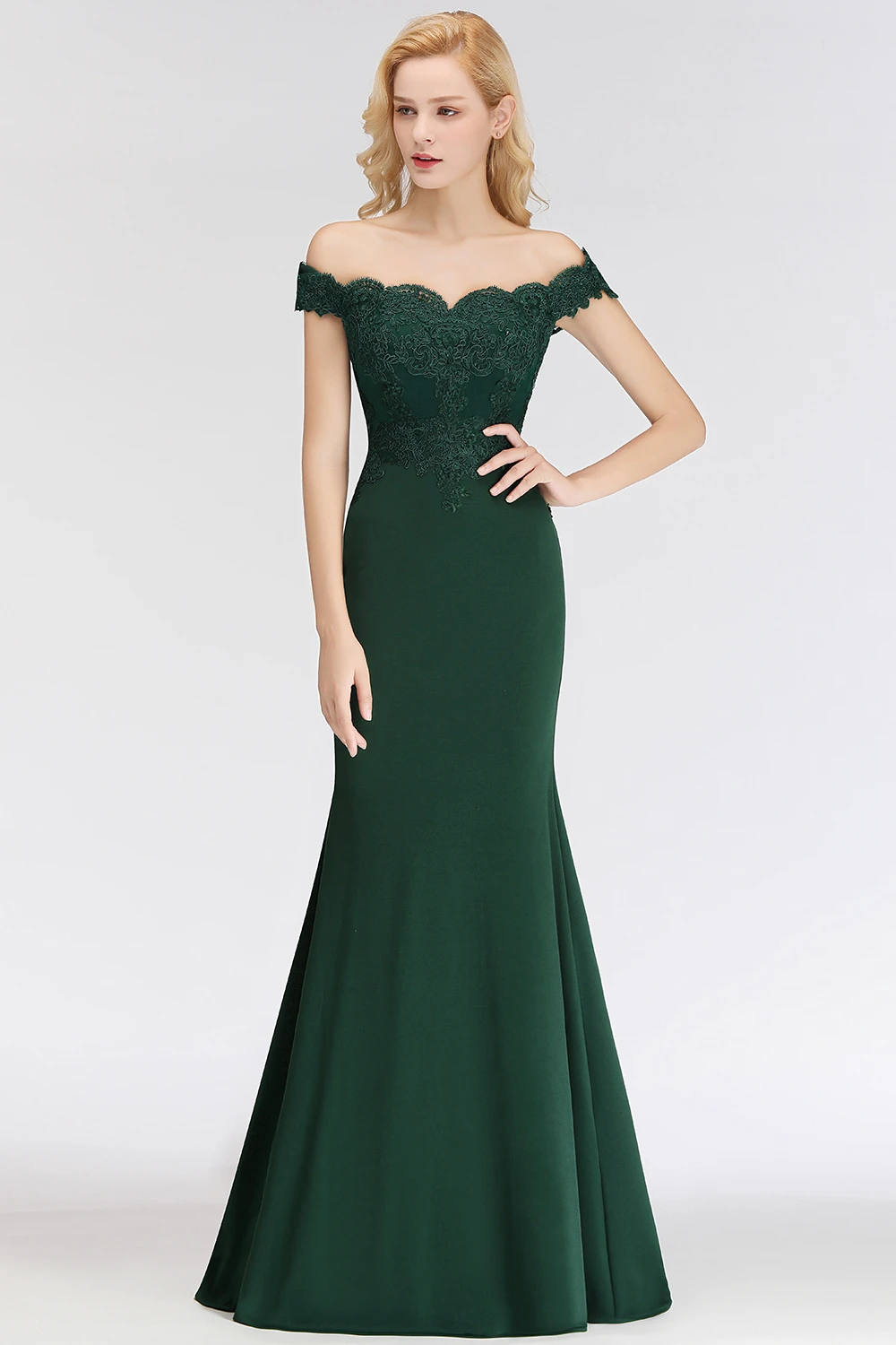 Christmas Mermaid Dress Off Shoulder Prom Dresses Evening Party Dresses Cocktail Robe De Soiree Green Satin Evening Dresses