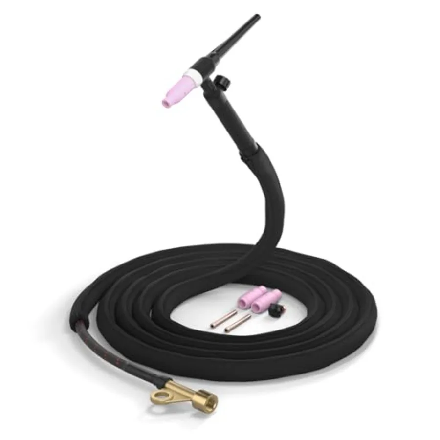 

Tig Welding Torch WP-17FV Gas-Valve Head Flexible Head Air-Cooled TIG Complete Torch with 12ft Cable